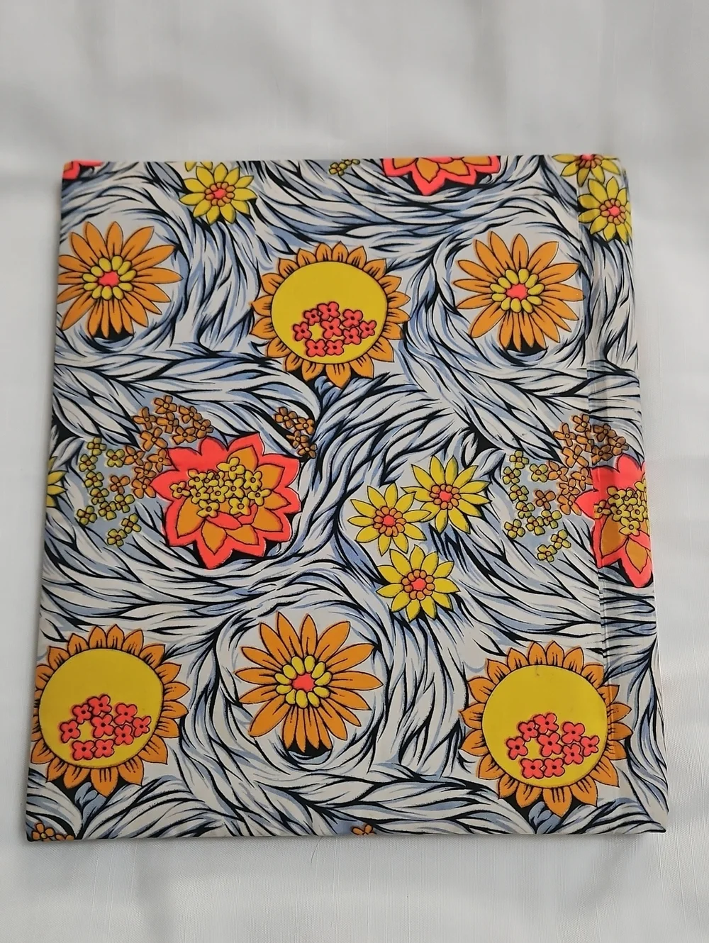 Vintage Multi-color Floral Fabric Photo Album Scrap Book Spiral Bound Groovy